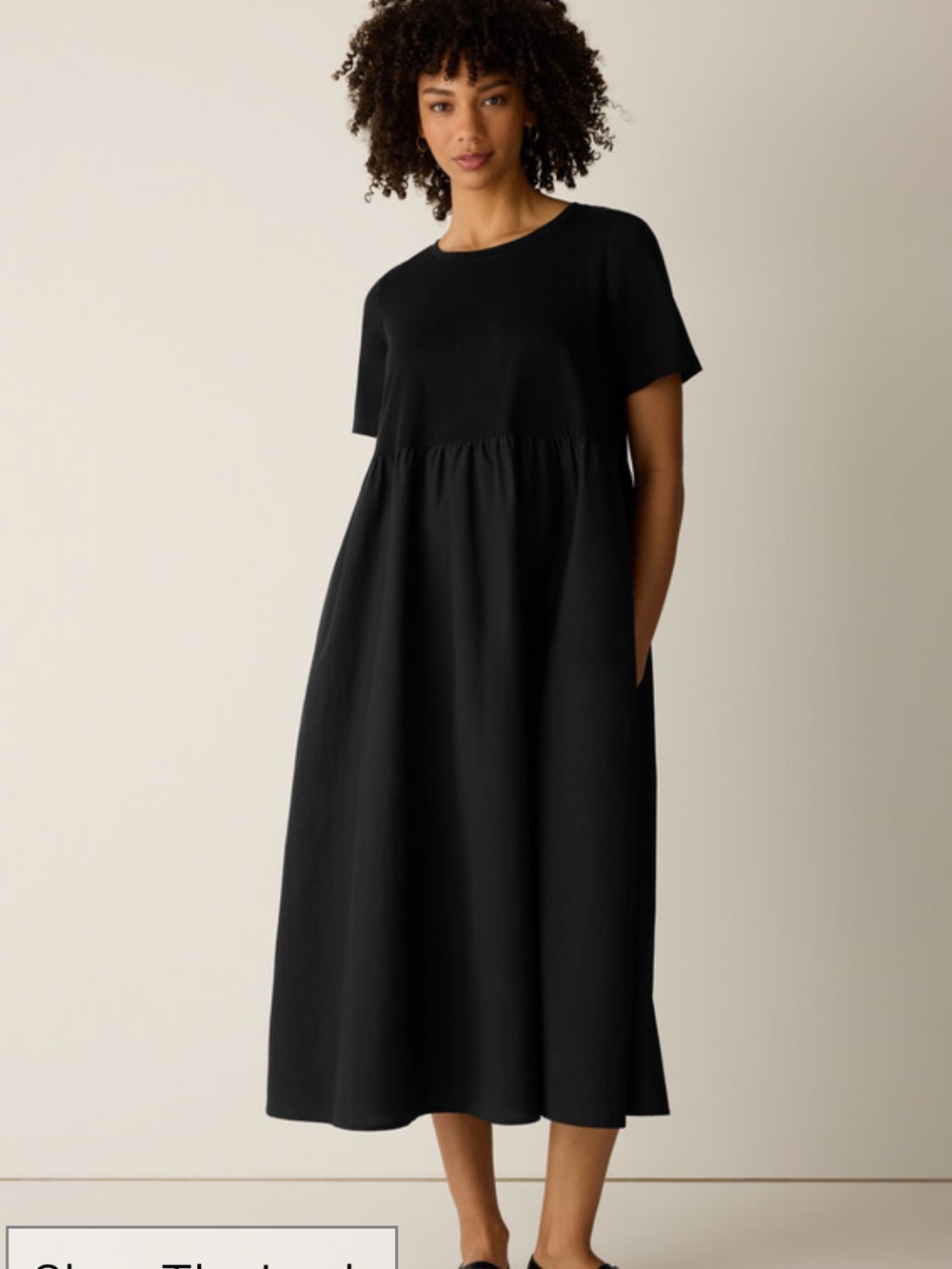 Eileen Fisher Organic Cotton Poplin Round Neck Dress - Picture 1 of 3